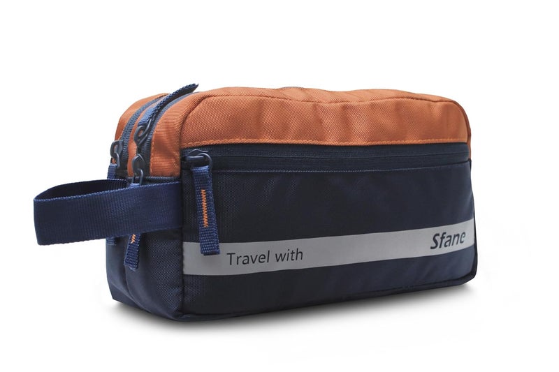 SFANE Toiletry Bag for Men & Women Makeup Pouch, Travel Essentials Travel Organizer Travel Pouch for Men for Travel Kit for Toiletries, Wash Bag (Orange) - Image 1