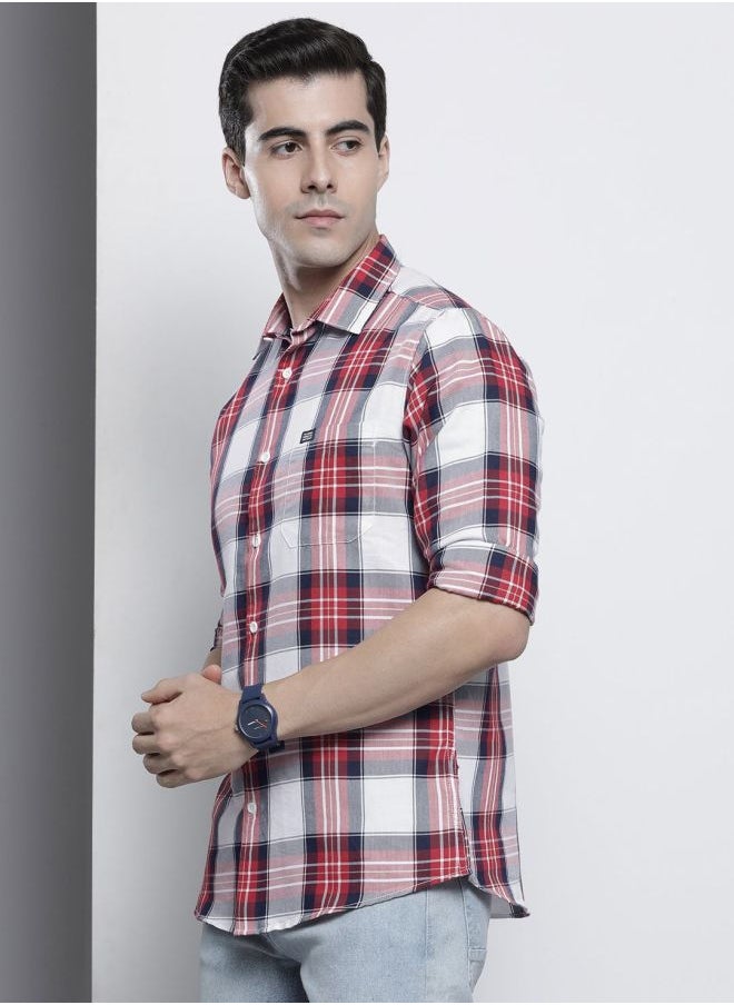 The Indian Garage Co Men Regular Fit Checkered Full Sleeves Spread Collar Casual Shirt  - Image 3