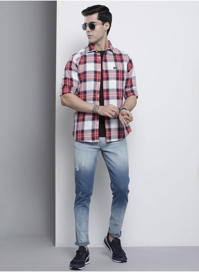 The Indian Garage Co Men Regular Fit Checkered Full Sleeves Spread Collar Casual Shirt  - Image 5