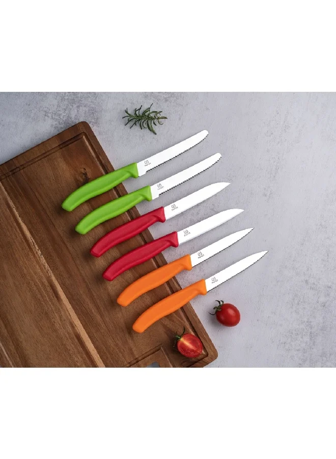 PARFAIT 6-Piece Ergonomically Design Durable Steak Kitchen Knife Set Multicolour 2.6 x 25.6 x 6.6 cm HT02