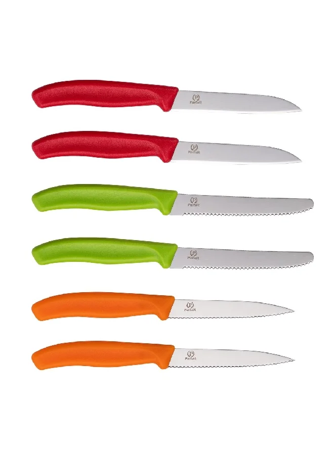 PARFAIT 6-Piece Ergonomically Design Durable Steak Kitchen Knife Set Multicolour 2.6 x 25.6 x 6.6 cm HT02