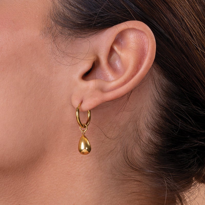 PALMONAS 18k Gold Tone Plated Waterdrop Hoop Earrings
 for Women - Image 4
