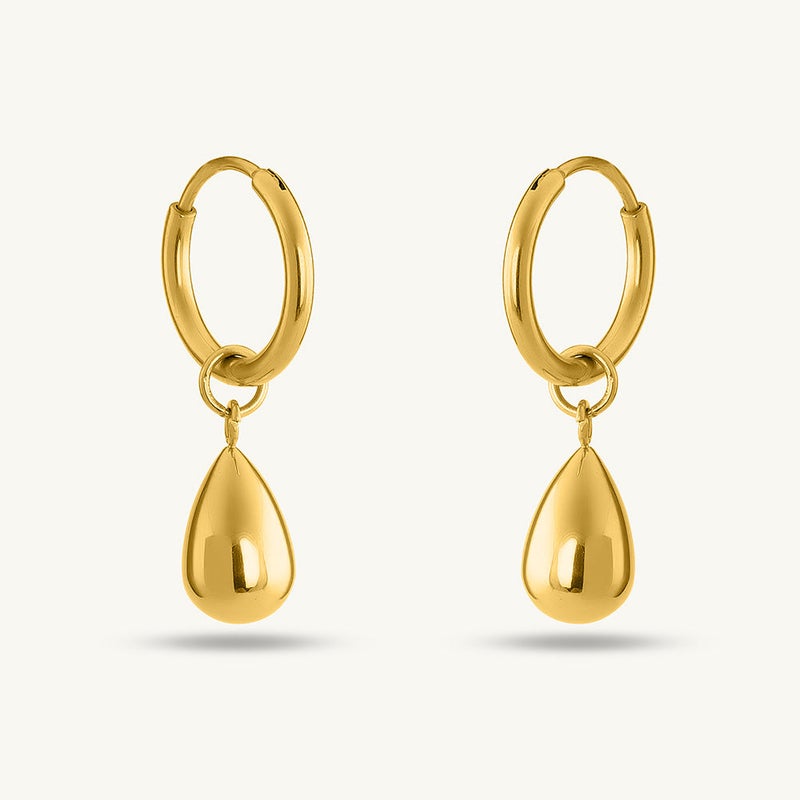 PALMONAS 18k Gold Tone Plated Waterdrop Hoop Earrings
 for Women - Image 1