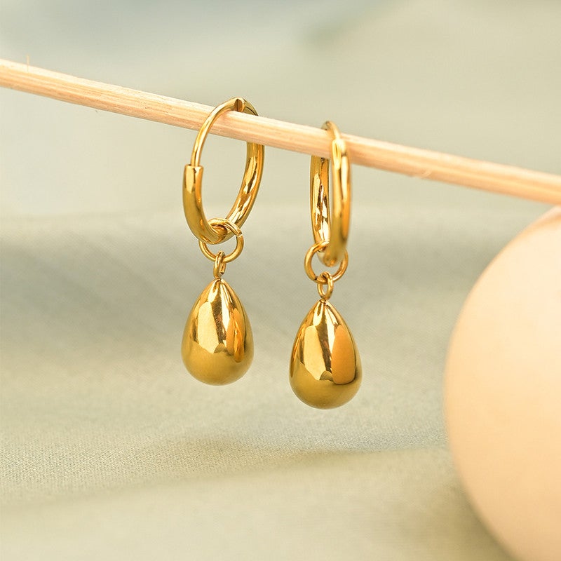 PALMONAS 18k Gold Tone Plated Waterdrop Hoop Earrings
 for Women - Image 2