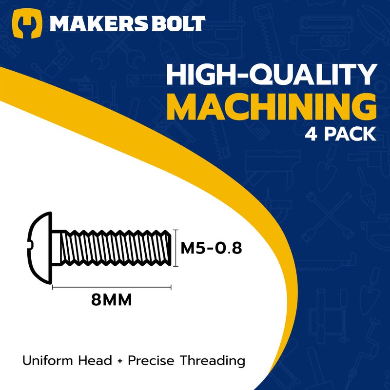 MAKERS BOLT Black License Plate Screws for BMW and Tesla, Phillips Machine Pan Head 18-8, Stainless Steel, M5-0.8 x 8 mm Bolt (Pack of 4) - Image 2