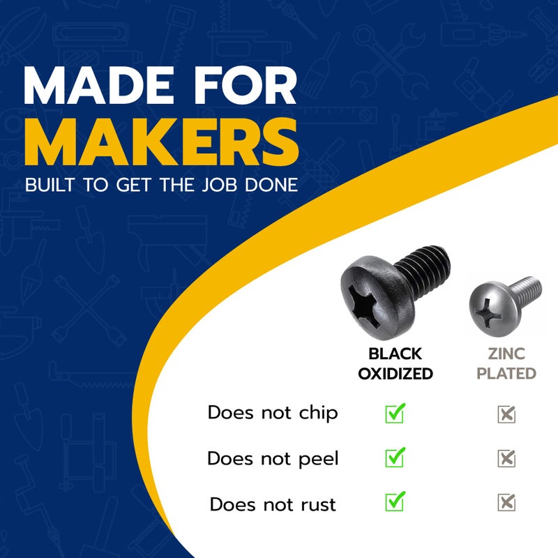 MAKERS BOLT Black License Plate Screws for BMW and Tesla, Phillips Machine Pan Head 18-8, Stainless Steel, M5-0.8 x 8 mm Bolt (Pack of 4) - Image 4