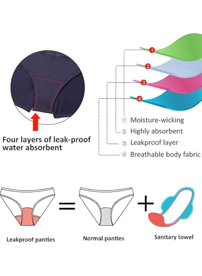 Women's swimming pants, 4-layer leak proof seamless bikini girls' swimsuit bottoms, beach swimming pool super absorbent quick drying swimming shorts - Image 3