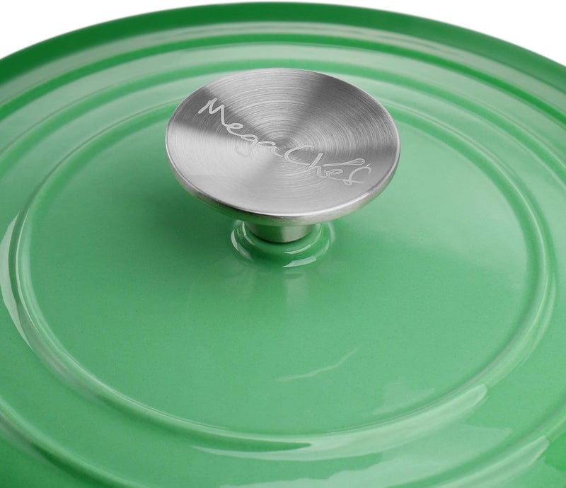 Mega chef 2 Quart Round Enameled Cast Iron Braiser Pan (Green) - Image 4