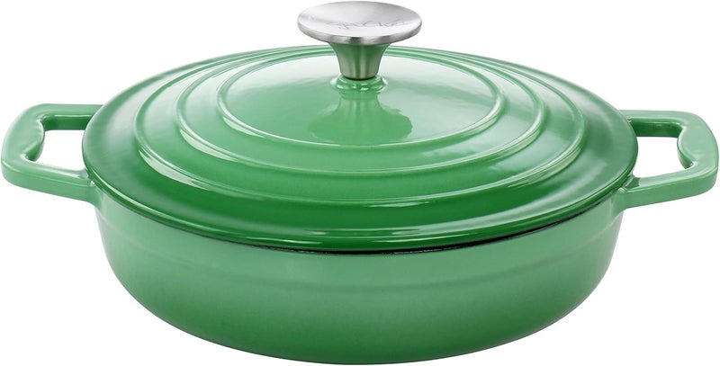 Mega chef 2 Quart Round Enameled Cast Iron Braiser Pan (Green) - Image 2