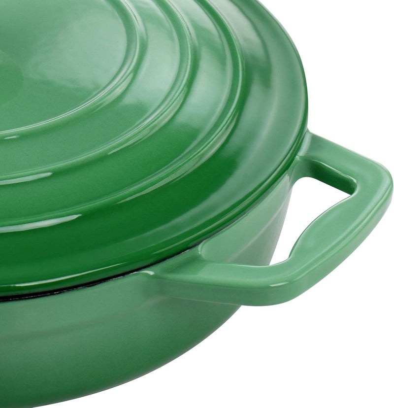 Mega chef 2 Quart Round Enameled Cast Iron Braiser Pan (Green) - Image 5