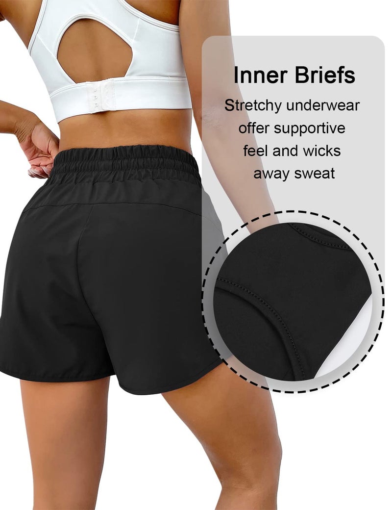 BMJL Women's Running Shorts 2.5" High Waisted Athletic Short Summer Gym Workout Short with Zipper Pockets(S,Black2) - Image 4