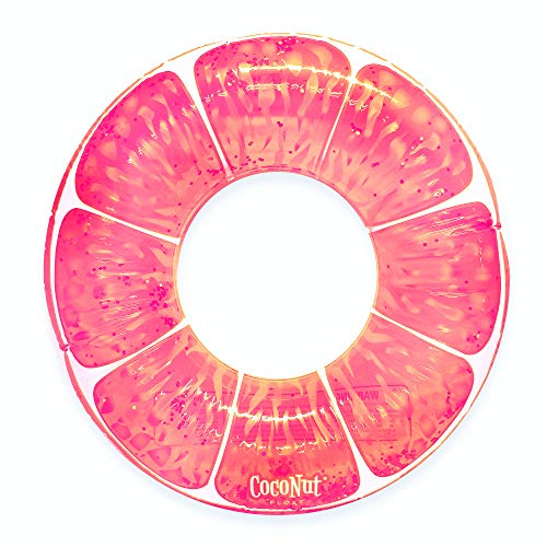 Coconut Float Pink Grapefruit Glitter 42 Pool Float Ring Inflatable AntiLeak Durable Party Water Accessory - Image 1