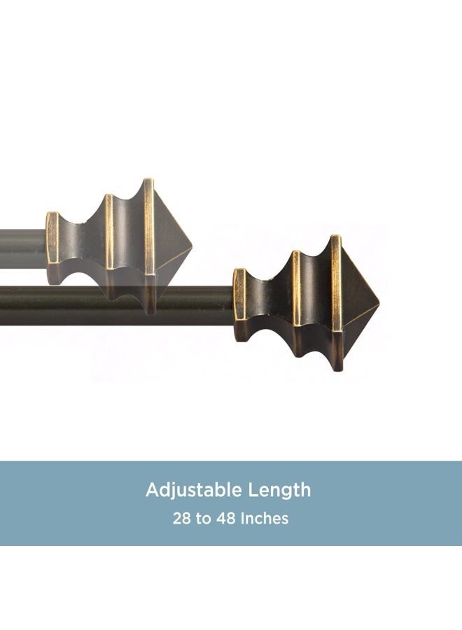 Kenney KN55479 Arts & Crafts Square End Petite Café Decorative Window Curtain Rod, 28-48" Adjustable Length, Oil Rubbed Bronze Finish, 1/2" Diameter Steel Tube - Image 4