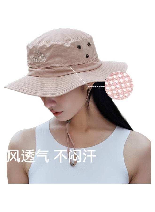 PELLIOT Outdoor Sun Protection Hat, Spring And Summer Fisherman Hiking Hat, Foldable Sunshade Travel Fishing Hat For Men And Women, 1622 Gray Pink - Image 1