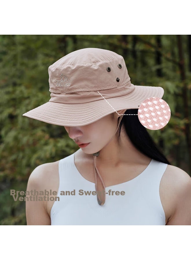 Pelliot Outdoor Sun Protection Hat, Spring And Summer Fisherman Hiking Hat, Foldable Sunshade Travel Fishing Hat For Men And Women, 1622 Gray Pink - Image 3