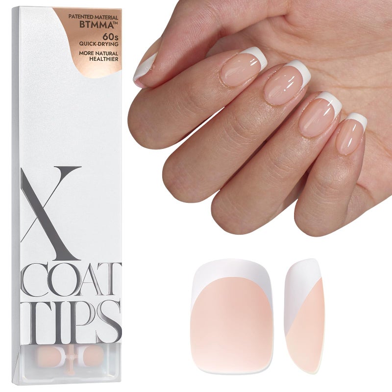 BTArtboxnails Soft Gel Nail Tips - Extra Short Square French Tip Press on Nails XCOATTIPS French Acrylic Nail Tips Kit Fake Nails Glue on Nails Extension Tips for Professional Use - Image 1