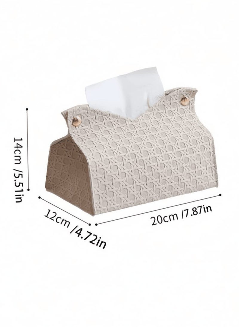 Bohemian Faux Leather Woven Tissue Box Cover – Elegant Square Napkin Holder with Geometric Texture, No-Installation Design for Living Room, Bedroom, Bathroom, Kitchen, Office & Car | Decorative and Functional Tissue Organizer | Ideal Gift for Christmas, Housewarming & Special Occasions  - Image 5