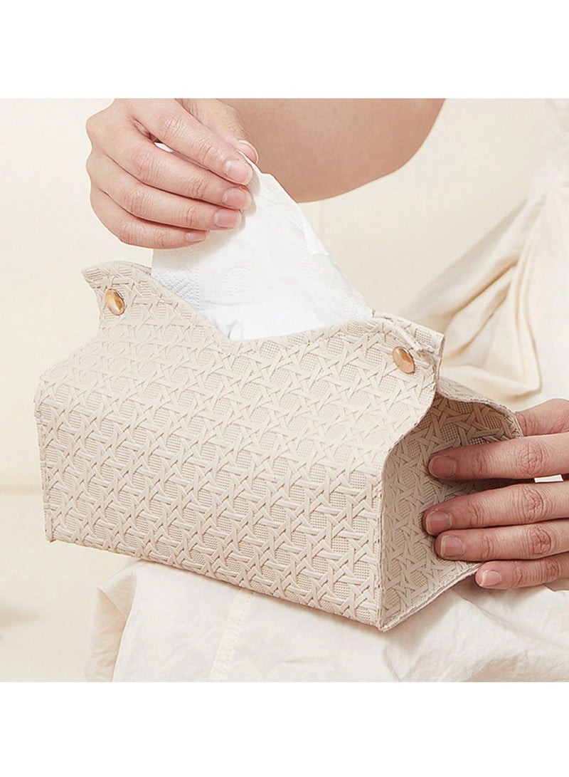 علبة مناديل بنمط بوهو من الجلد الصناعي المنسوج – حافظة مناديل مربعة أنيقة بتصميم هندسي، بدون تركيب، مناسبة لغرفة المعيشة، غرفة النوم، الحمام، المطبخ، المكتب والسيارة | منظم مناديل عملي وزخرفي | مثالية كهدية للكريسماس والمناسبات الخاصة وتغيير الديكور - Image 2
