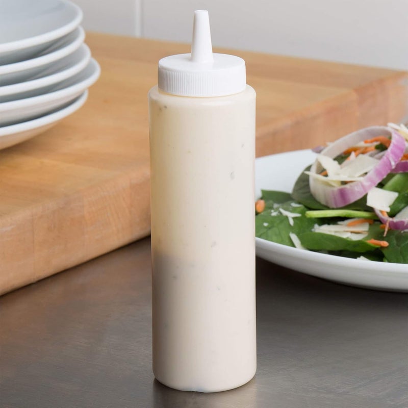 THW زجاجات ضغط بلاستيكية سعة 8 أونصات (237 مل) للصلصات – عبوة من 6 زجاجات، زجاجات ضغط شفافة للكاتشب، صلصة الشواء، شراب، زيت زيتون، والمزيد، غطاء مضاد للتسرب وتصميم سهل الضغط - Image 5