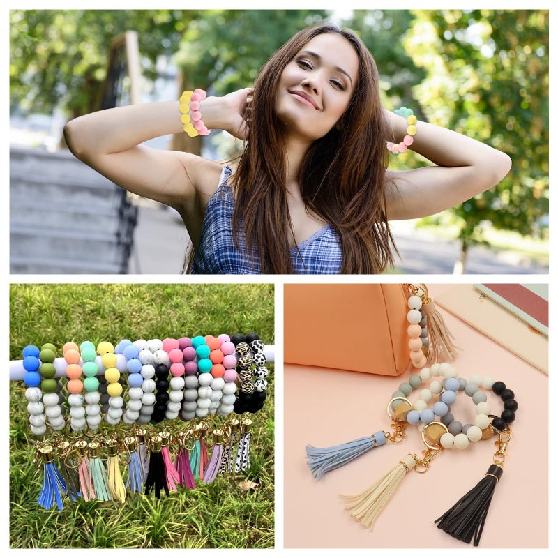 ASTARON 100 Pcs 15mm Silicone Beads for Keychain Making, Pink Green White Beads Bulk Round Beads for Bracelets Crafts Beadable Pens Decorations Jewelry Making Supplies - Image 5