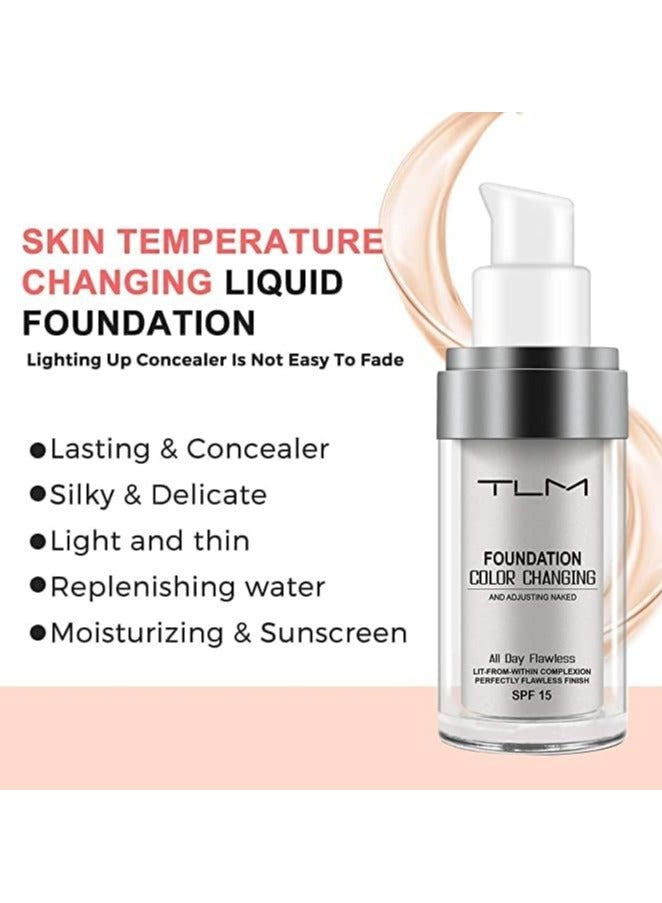 تي إل إم كريم تغطية خافي العيوب، كريم أساس متغير اللون للبشرة الدافئة، كريم أساس سائل لتغطية الوجه بلون طبيعي - Image 3