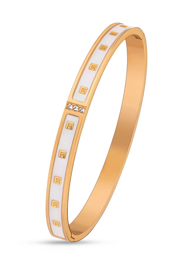 غاي لاروش Grace Rose-Gold Plated Bangle With Mop And Crystals