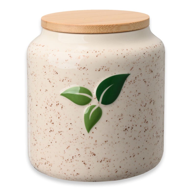 Miicol Ceramic Storage Canister, Tea Canister with Airtight Lid, Round Food Storage Container, Kitchen Storage Jar for Coffee Bean, Flour, Sugar, Pasta, Spices, 20 fl.oz - Image 1