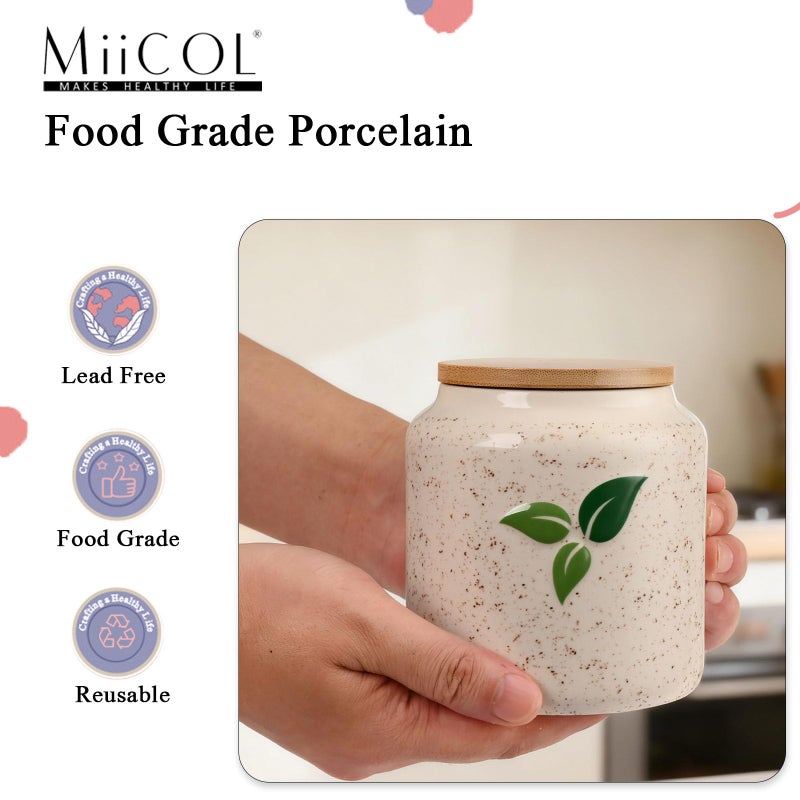 Miicol Ceramic Storage Canister, Tea Canister with Airtight Lid, Round Food Storage Container, Kitchen Storage Jar for Coffee Bean, Flour, Sugar, Pasta, Spices, 20 fl.oz - Image 5