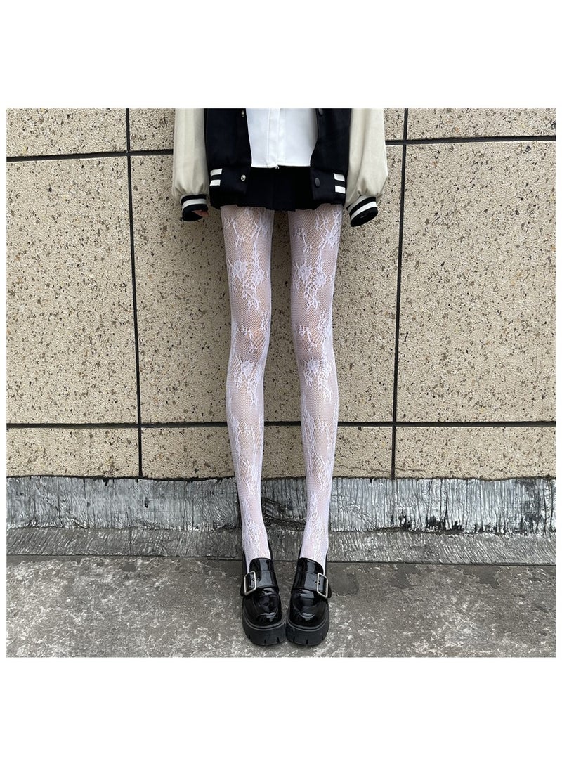 Fashionable Women's Fishing Net Socks 15D ultra-thin Solid Color Jacquard Pantyhose  - Image 1