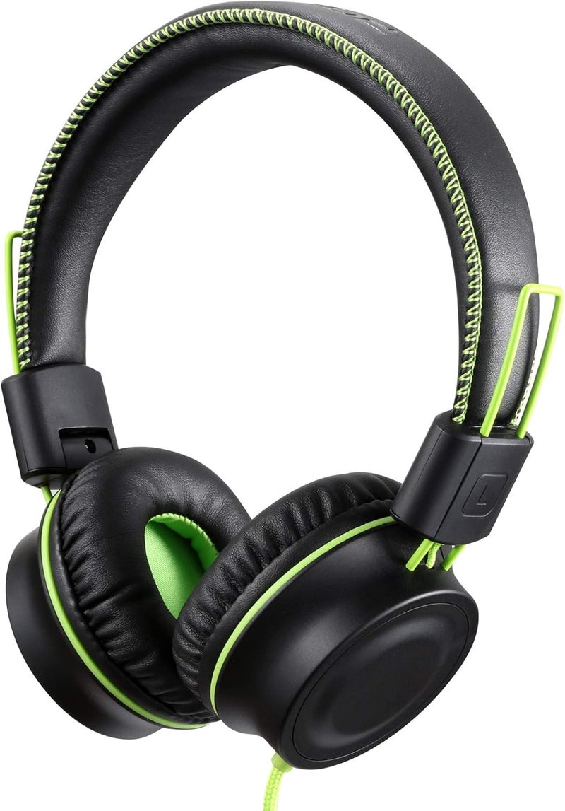 POWMEE M2 Kids Headphones Wired Headphone for Kids,Foldable Adjustable Stereo Tangle-Free,3.5MM Jack Wire Cord On-Ear Headphone for Children/Teens/Girls/School/Kindle/Airplane/Plane/ (Black) - Image 1
