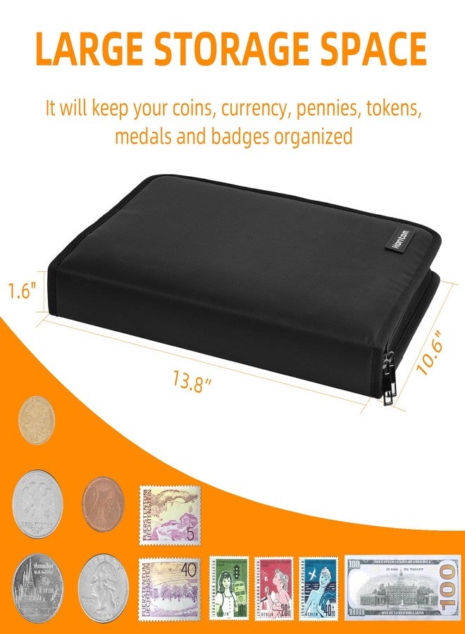 Hontom Coin Collection Album Holder for Collectors, 400 Pockets Fireproof Coin Collection Book & 36 Paper Money Organizer Binder for Coin Currency Collection Supplies,Pennies,Bill,Tokens,Badges - Image 4