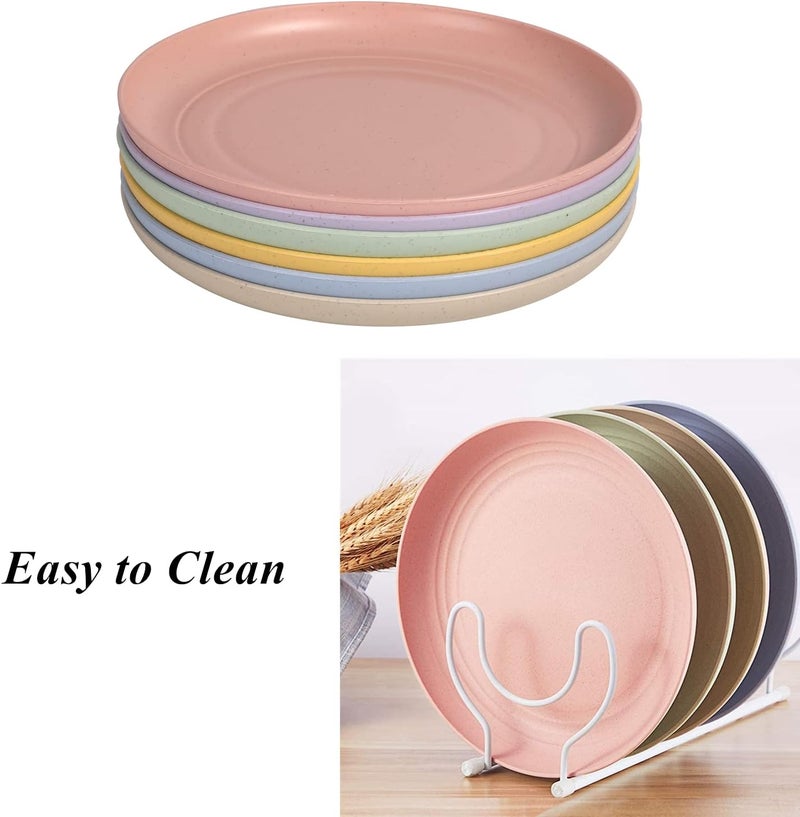 CAMBUY أطباق قش القمح من CAMBUY خفيفة الوزن غير قابلة للكسر مجموعة أطباق العشاء آمنة للاستخدام في غسالة الأطباق والميكروويف (عبوة صغيرة 6 قطع 5.9 بوصة) - Image 5