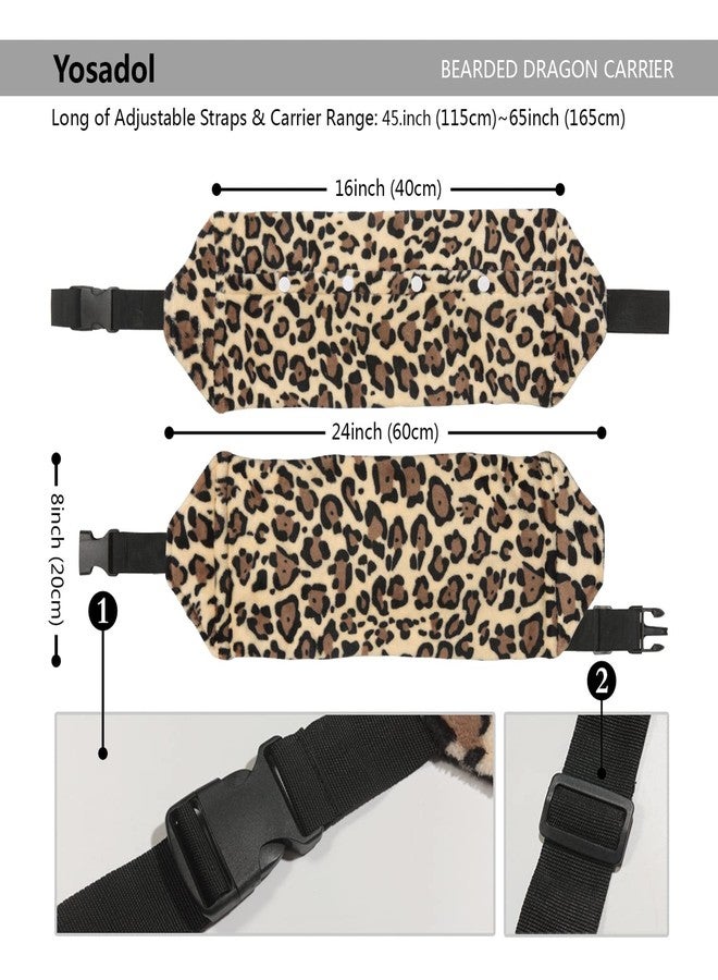 Yosadol Bearded Dragon Leash and Harness Set, Beardie Carrier, Lizard Adjustable Harness with Leather Wings and Sling Bag, Reptile Small Pet Backpack Batwing Accessories (Leopard Pattern) - Image 2