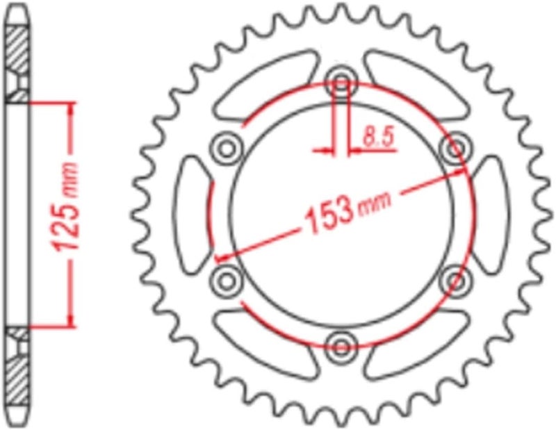 QASULER 520 Rear Sprocket Gear 43T - Image 2