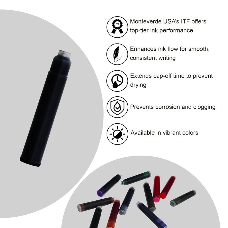 Monteverde Standard Fountain Pen Ink Cartridges, Blue (G306BU) - Image 3