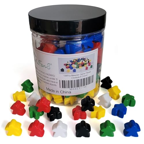 AiFanS 144 Pieces Meeples Game Tokens Opaque Board Game Pieces in 6 Colors Perfect for Board Games with Convenient Portable Storage Box - Image 1
