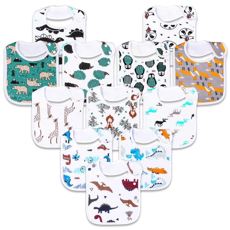 Benoxine Baby Bibs Super Soft and Absorbent 100% Organic Cotton Baby Bandana Drool Bibs Set for Boys Girls Newborn Unisex 3-36 Months 12 Pcs - Image 1