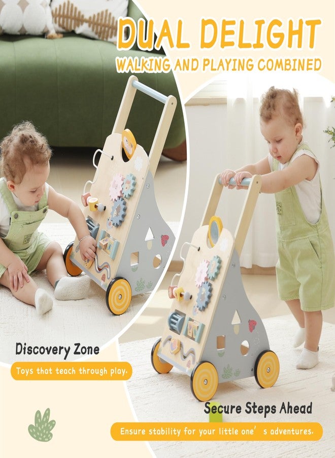bpmfkid Wooden Baby Walker and Push Toy - Adjustable Height, Montessori Learning Activity Center for Boys and Girls, Toddler Push Walker and Development Toy for Kids 1-3 Years - Image 2