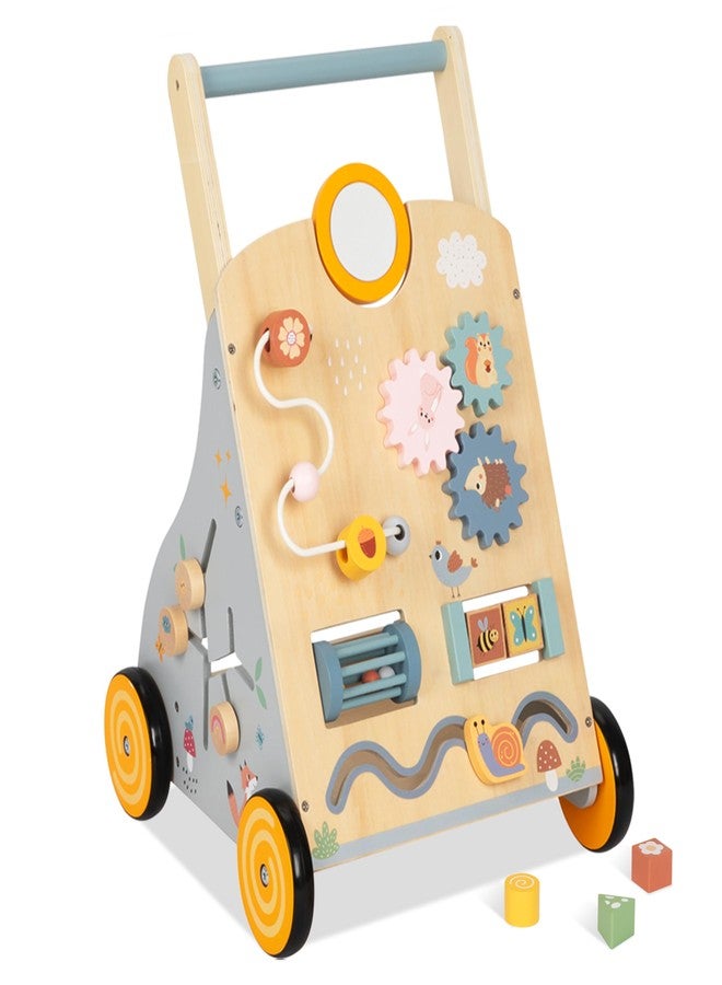 bpmfkid Wooden Baby Walker and Push Toy - Adjustable Height, Montessori Learning Activity Center for Boys and Girls, Toddler Push Walker and Development Toy for Kids 1-3 Years - Image 1