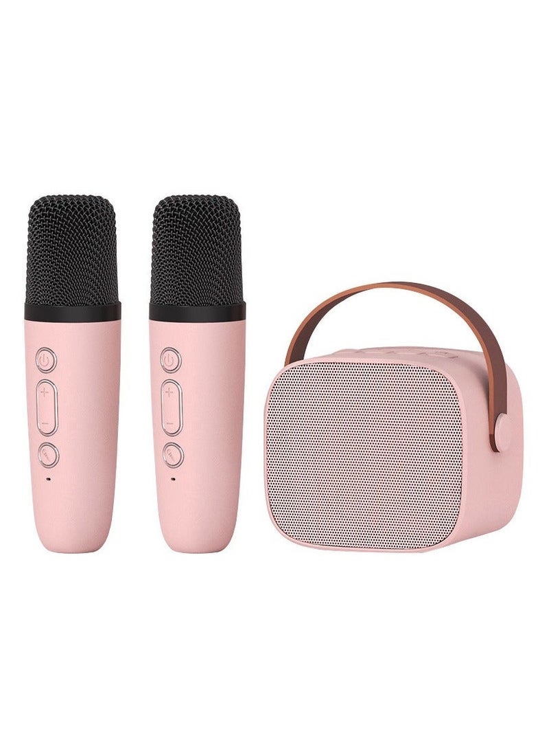 Mini Karaoke Machine for Kids, Portable Bluetooth Speaker with 2 Wireless Microphones, Support for TF Card/Aux Cable Playback, Birthday Toys Gifts for 5+ Years Old Boys/Girls (Pink) - Image 1