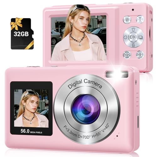 SMARTKLIK Digital Camera, 56MP 2.7K Dual-Screen Selfie Camera with 16X Zoom, 20 Filters & Anti-Shake, Portable Point and Shoot Digital Cameras with 32GB Card, Compact Travel Cameras for Beginners Teens Kids - Image 1