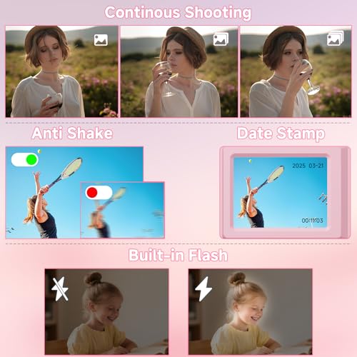 SMARTKLIK Digital Camera, 56MP 2.7K Dual-Screen Selfie Camera with 16X Zoom, 20 Filters & Anti-Shake, Portable Point and Shoot Digital Cameras with 32GB Card, Compact Travel Cameras for Beginners Teens Kids - Image 5