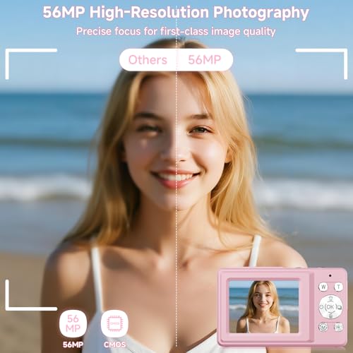 SMARTKLIK Digital Camera, 56MP 2.7K Dual-Screen Selfie Camera with 16X Zoom, 20 Filters & Anti-Shake, Portable Point and Shoot Digital Cameras with 32GB Card, Compact Travel Cameras for Beginners Teens Kids - Image 2