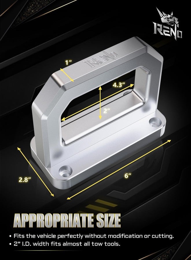 رينو خطافات سحب أمامية من الألومنيوم من رينو، خطاف عرض شديد التحمل بحلقة D متوافق مع شاحنات الإنقاذ 2500 و3500 ذات الدفع الثنائي والرباعي من موديلات 2003-2018 - بديل للرقم 68171791AA (قطعتان، فضي اللون) - Image 5
