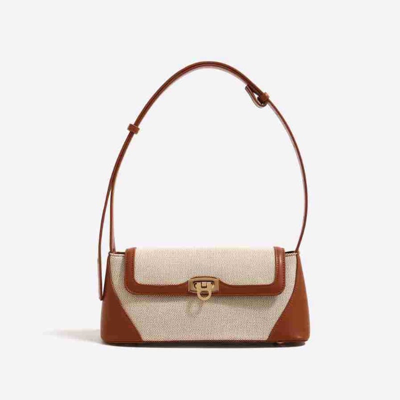 Small Crowdsourcing Women'S Lock Buckle Women'S Shoulder Underarm Bag Contrast Color Stitching Women'S Bag - Image 3