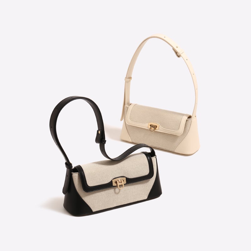 Small Crowdsourcing Women'S Lock Buckle Women'S Shoulder Underarm Bag Contrast Color Stitching Women'S Bag - Image 2