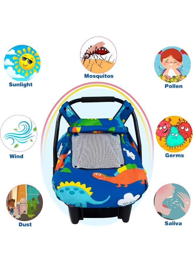 SMTTW Baby Car Seat Covers, Infant Car Canopy for Spring Summer Autumn Winter, Universal Fit, Snug Warm Breathable, Car Seat Canopy for Boys Girls (Dinasour) - Image 4