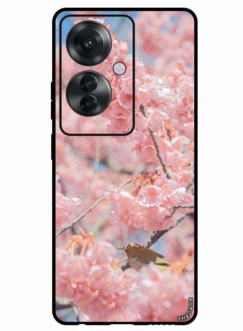 Theodor Protective Case Anti Scratch Shock Proof Bumper Cover For Oppo Reno 11F Pink flowers - Image 1