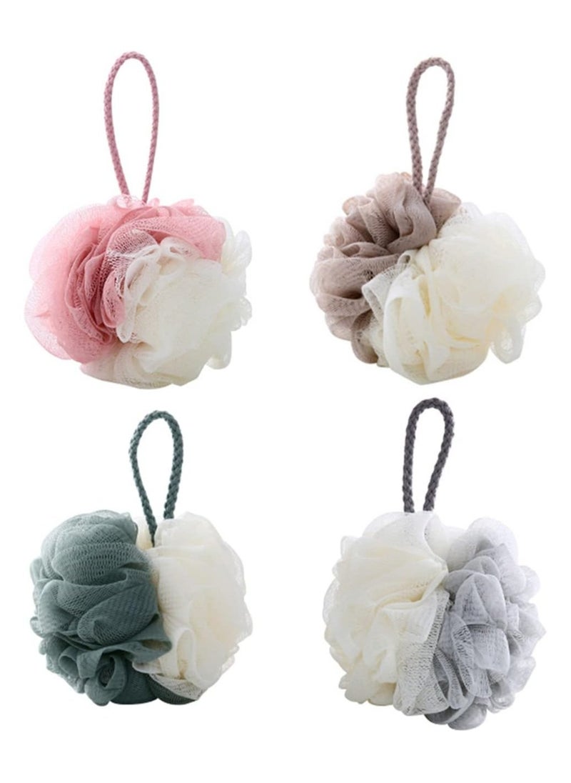 AMM - Bath Sponge Body Scrubber Mesh Shower Ball Exfoliate Body Scrubber Exfoliator 4 PCS - Image 1