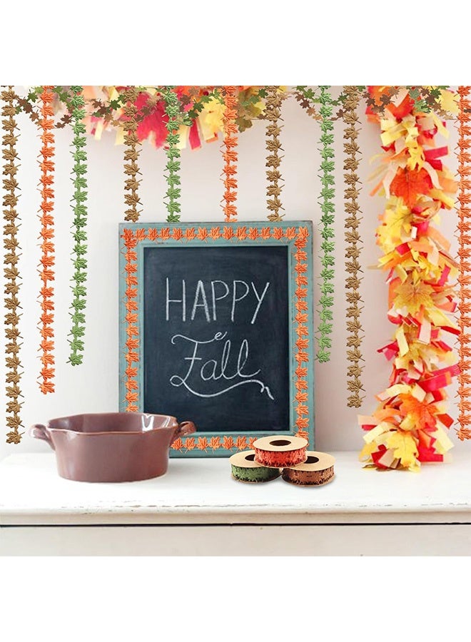 Quantum 3 PCS Maple Leaf Fall Ribbon, Orange Gold & Green Maple Leaves Ribbons for Crafts, Maple Leaf Shape Craft Ribbons Trim Embellishment for Gift Wrapping - Image 4